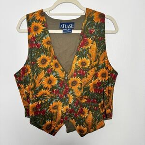 Vintage Atlas sunflower print vest size large